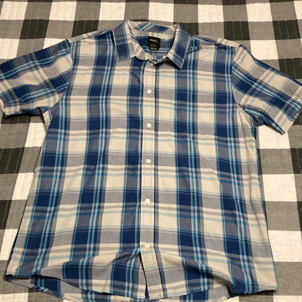Mens RVCA blue button down size L